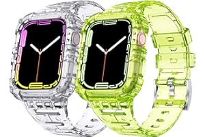ABELTA Compatible with Clear Apple Watch Band 38mm 40mm 41mm 42mm 44mm 45mm with Protective Case,Shockproof band for iwatch Bands Series 8 7 6 5 4 3 2 1
