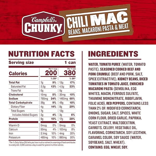 CAMPBELL’S CHUNKY SOUP, CHILI MAC, 16.3 OZ CAN