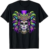 Mardi Gras Sugar Skull Mardi Gras Carnival Party Women Girl T-Shirt