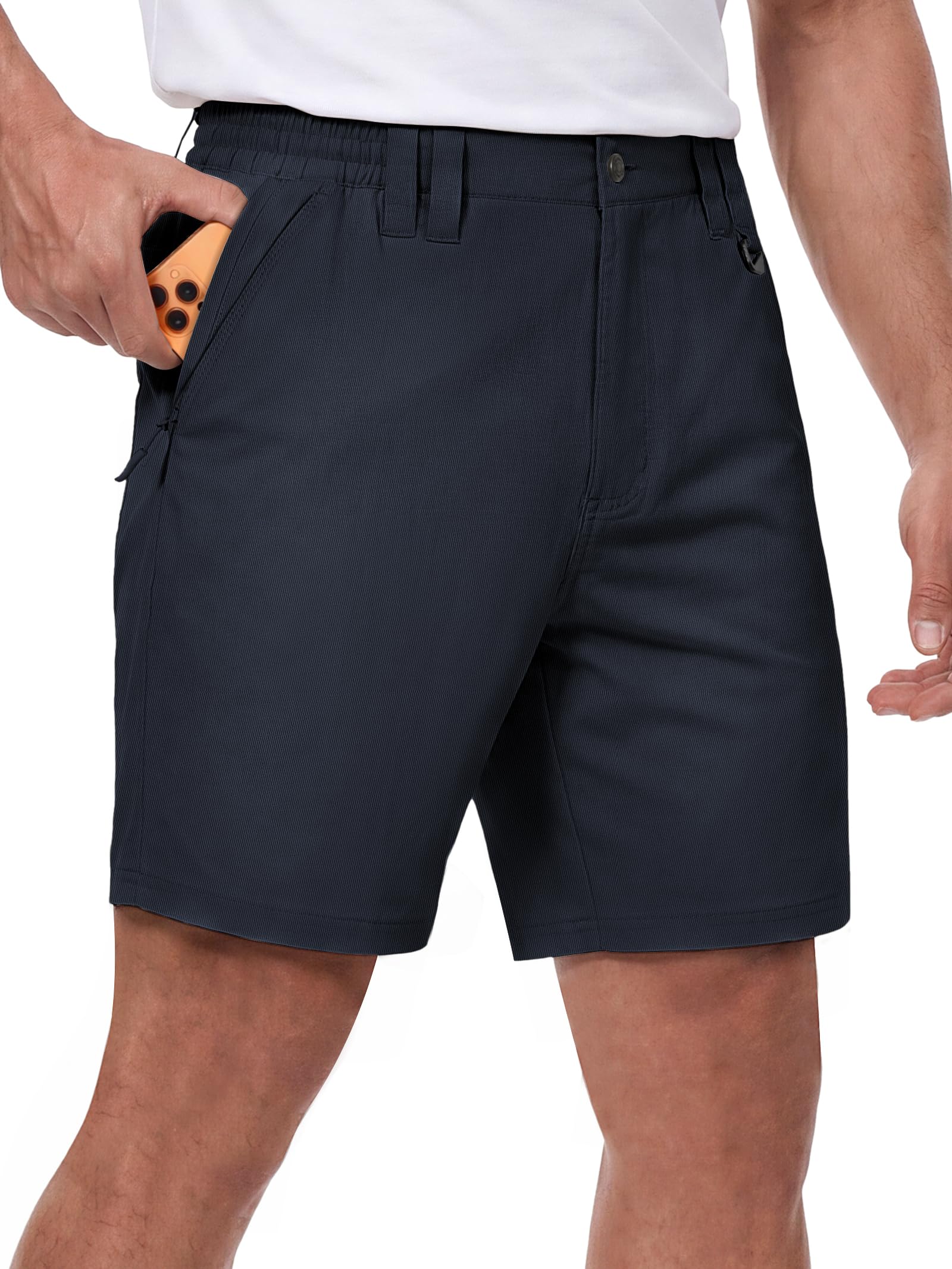 IGOLUMON Golf Shorts Herren Kurz mit 4-Way-Stretch Wanderhose Herren Cargo Chino Shorts für Outdoor & Freizeit Bequeme Kurze Hose 34W*9L-Dunkelblau