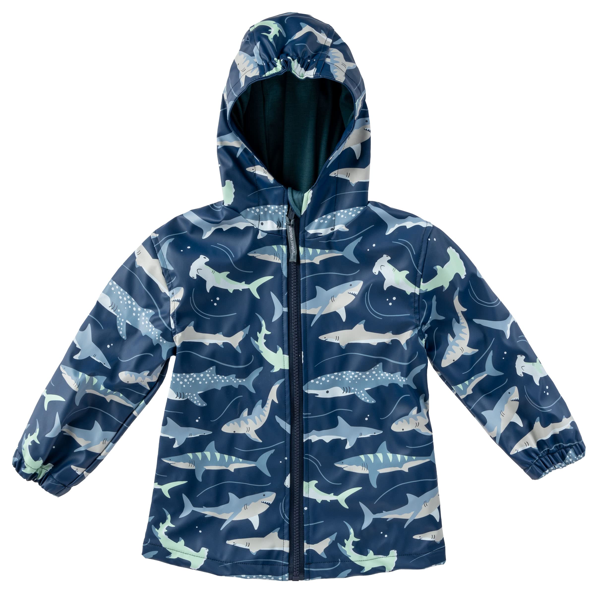 Stephen Joseph unisex child Stephen Joseph Raincoat, Navy Shark, 7-8 Years US (SJ8601) Image