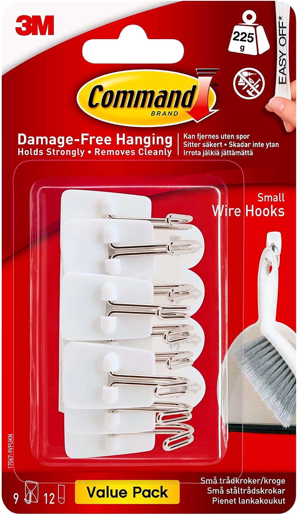 Command Small Wire Hooks White Value Pack 9 Hooks 12 Adhesive Strips 225 g
