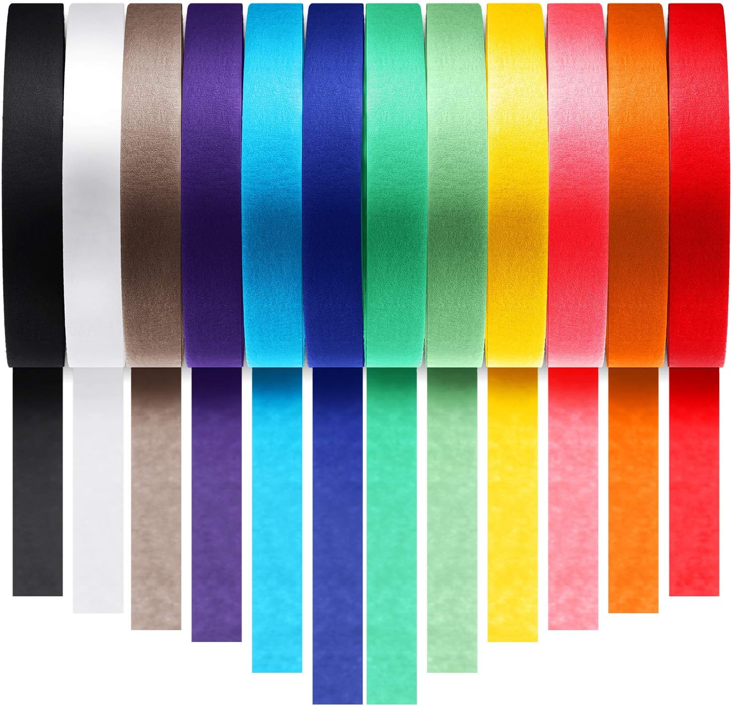 12 Rolls 0.4 Inch Colored Masking Tapes Colorful Crafts Labeling Painters Tapes with 12 Colors, 288 Yards in Total for Crafts, Arts, School Projects, Party, Home Decoration and Office Supplies