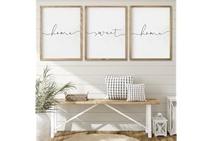 Heiple Set of 3 Framed Farmhouse Home Sweet Home Sign 11"x14" Above Bed Wall Decor for Bedroom Decor and Living Room Wall Art Wood Signs (Brown, 11''x14)