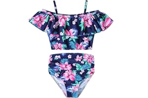 DNFUN Girls Bathing Suits Two Piece Kids Swimsuits Summer Beach Swimwear
