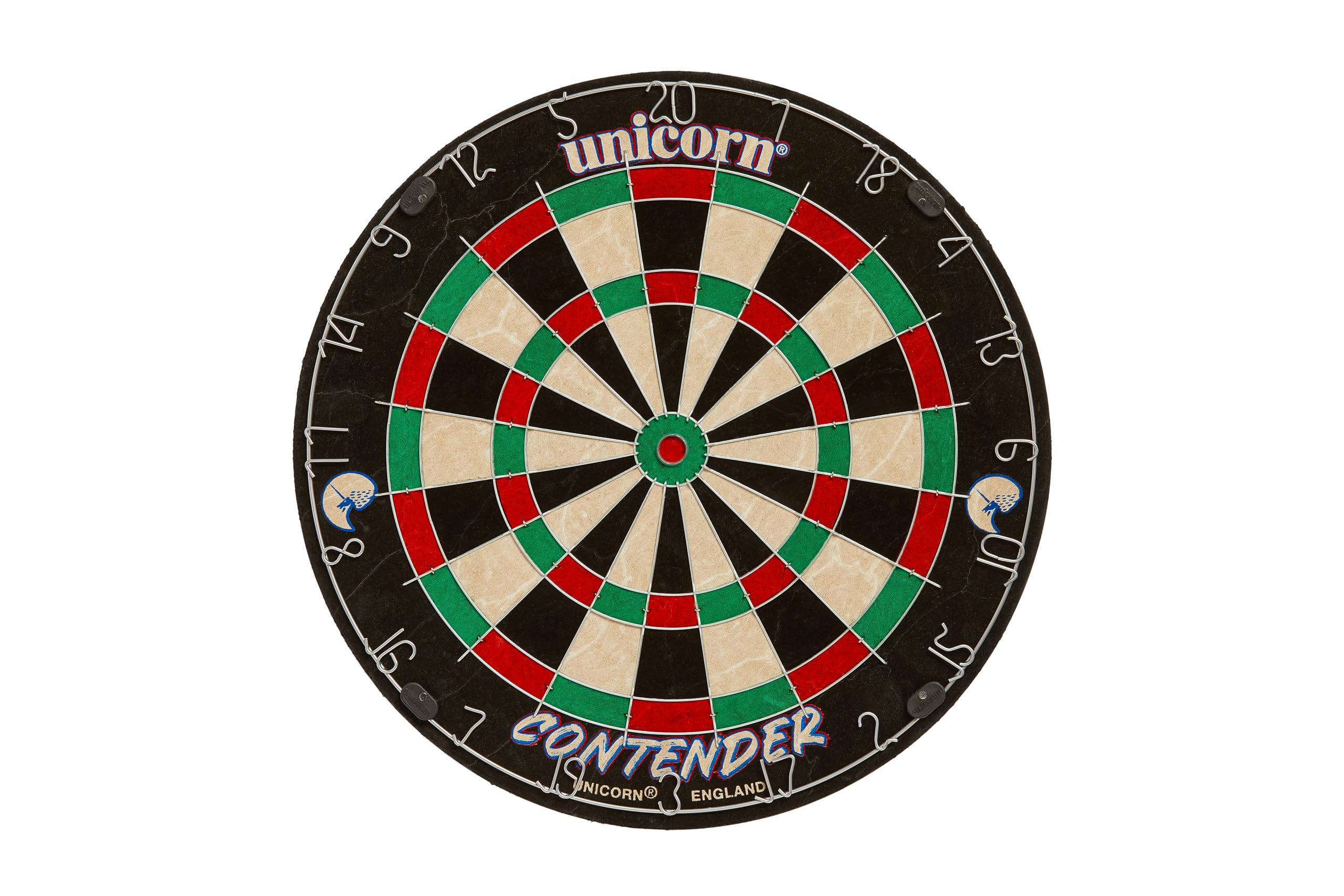 Unicorn Easy Score Dartboard Darts Board | Contender Fun Learning Beginner Trainer | 2 x Bigger Trebles & Doubles | Competition Quality Sisal Bristle Board | Round Wire Spider