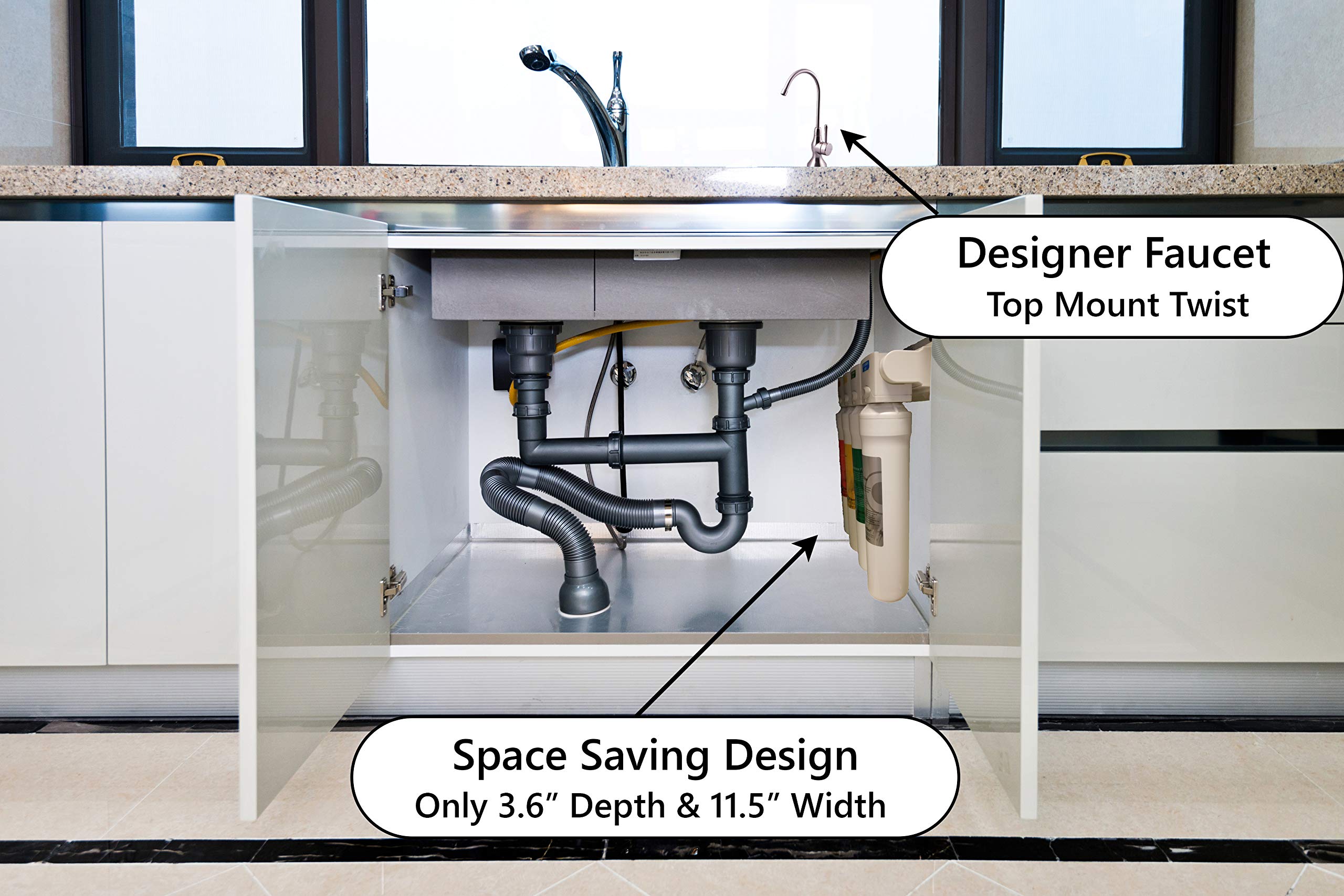 Watts Premier RO Pure Plus VOC 4 Stage Reverse Osmosis System Module with Built-In Check Valve Shutoff, Four Easy Push Button Filters, Sediment Filter, Carbon Block Filter, VOC Filter, Membrane