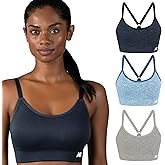New Balance Women's Sports Bras 3 Pack, Seamless Cami, Removable Pads, Medium Impact Gym Sports Bra for Women, Workout Set