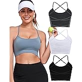 Lusait Sports Bras for Women Medium Support Thin Straps Sexy Criss-Cross Yoga Bra Gym Crop Top for Workout