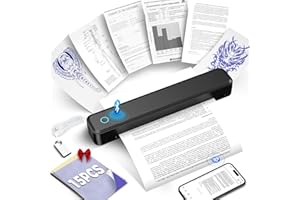 Aixiqee Portable Printer for Travel, Bluetooth Thermal Wireless Printer, Inkless Compatible with iOS/Android/Windows, Support 8.5" x 11" US Letter and A4, for Home, Office and Car Use (Black)