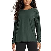 ODODOS Women's Long Sleeve Tee - Ultra Soft odSTRATUM Tech Performance Top UPF 50+ Crew Neck Relaxed-Fit T-Shirts