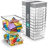 Sorbus Large Clear Plastic Bins with Lids – Stackable Organizer for Toys, Clothes, Medicine, Makeup, Closet, Art Supplies, Bathroom, Shoes – 8 Pack