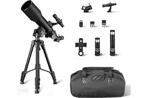 �鶹�� Basics Telescope, 70mm Aperture 400mm AZ Mount, Portable w/Lightweight Tripod, Phone Holder, Carry Bag, Black