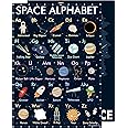 Space Alphabet and Astronaut Lost In Space Posters - Laminated 14x19.5 - Educational Chart, Classroom Poster and Decoration, Back to School Supplies, Learning Poster for Preschool, Kindergarten,