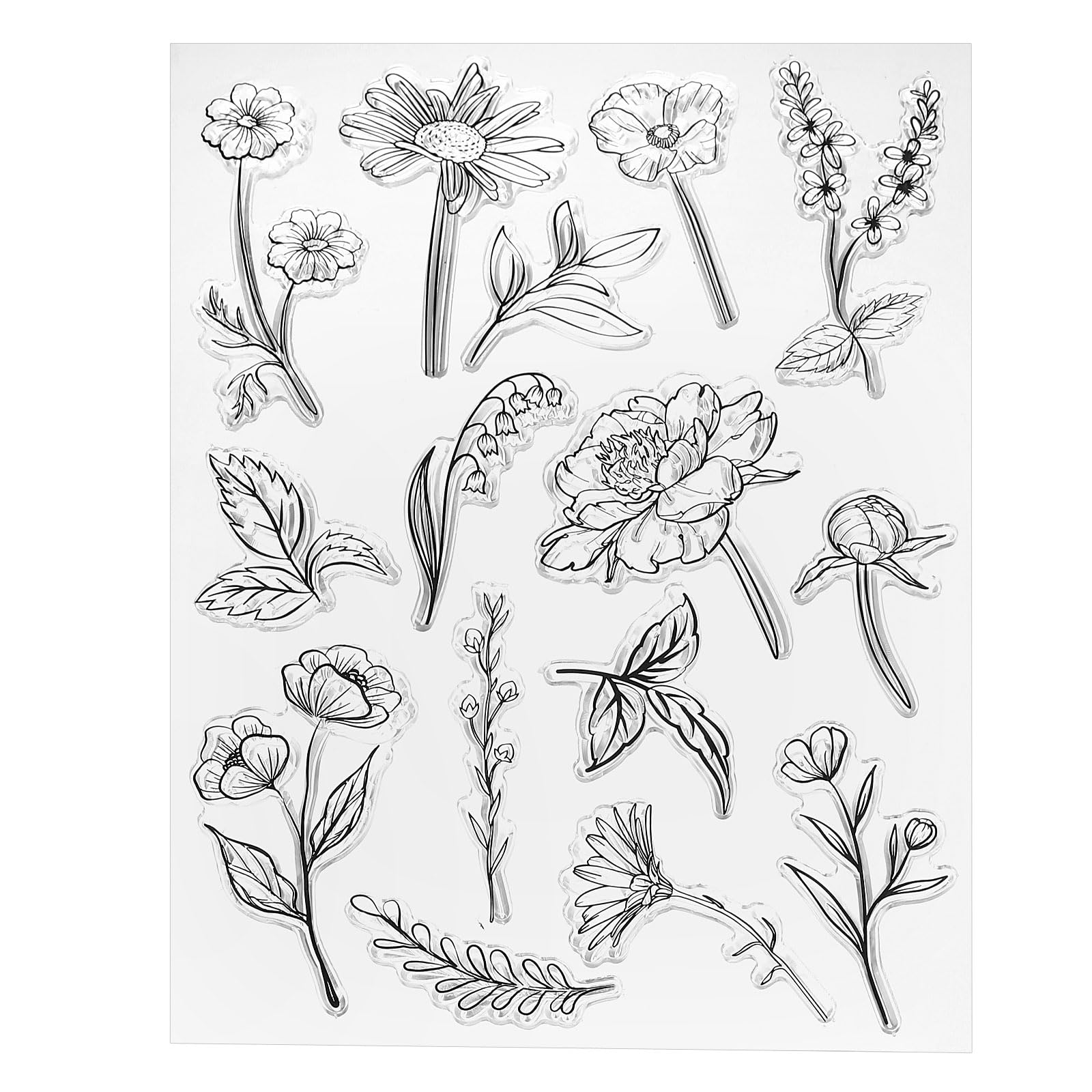 PATIKIL Transparent Silicone Stamps, 1 Pcs T1992 Flowers Clear Stamps for Card Making Decoration DIY Scrapbooking Embossing Album Decor Craft, Clear