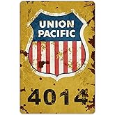 Ylens Union Pacific Railway Logo Train Railroad Rustic Retro Wall Decor Metal Tin Sign 8x12in