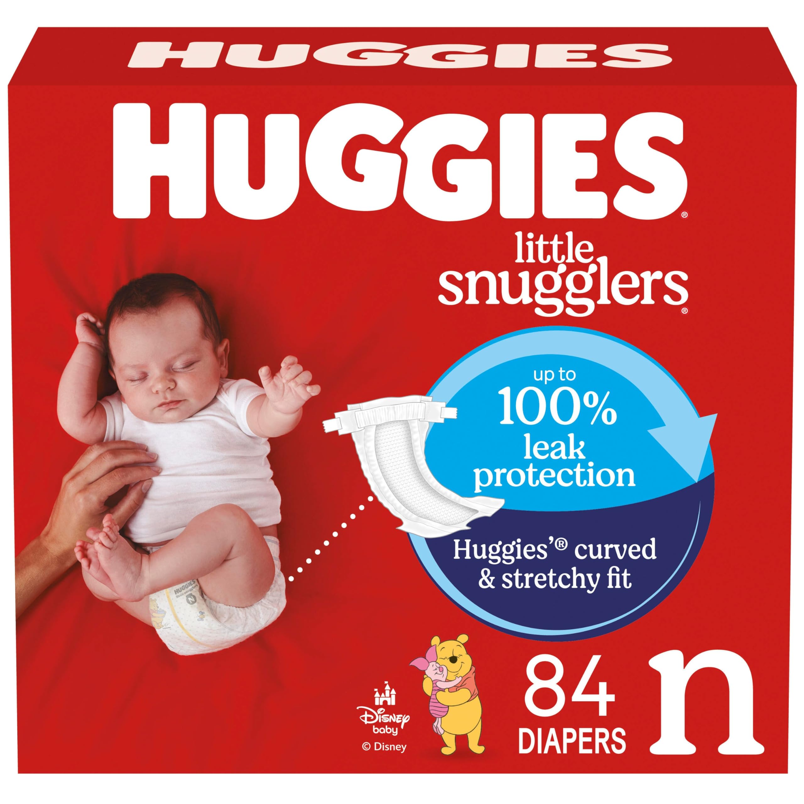 Photo 1 of Huggies Size Newborn Diapers, Little Snugglers Baby Diapers, Size Newborn (up to 10 lbs), 84 Count, Packaging May Vary