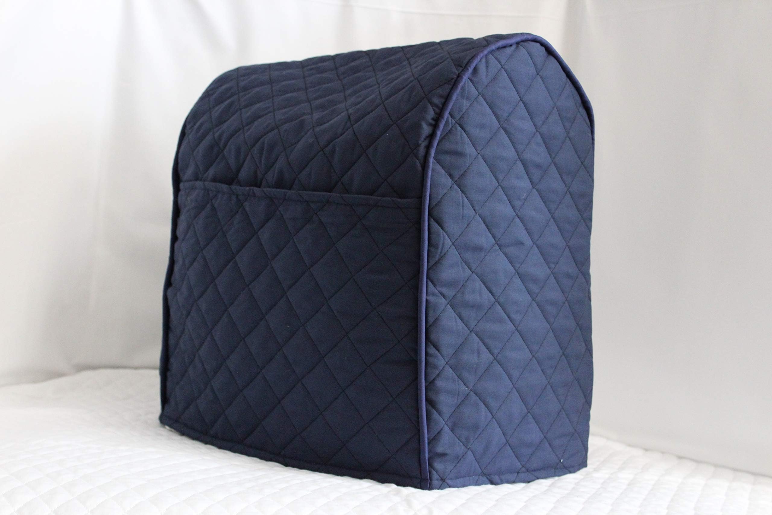 Simple Home Inspirations Quilted Cover Compatible for KitchenAid Stand Mixer, Piped with 2 Pockets (Navy, 7 Qt)