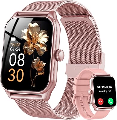 Smartwatch Damen mit Telefonfunktion, 1,83" Zoll Touchscreen Fitness Tracker, 120+ Sportmodi, IP68 Wasserdicht Smart Watch mit Herzfrequenz, Schlafmonitor, Schrittzähler für iOS Android (Rose)