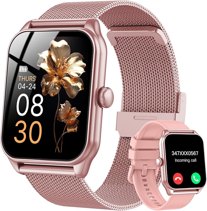 Smartwatch Damen mit Telefonfunktion, 1,83" Zoll Touchscreen Fitness Tracker, 120+ Sportmodi, IP68 Wasserdicht Smart Watch mit Herzfrequenz, Schlafmonitor, Schrittzähler für iOS Android (Rose) — Foto 1 von 7