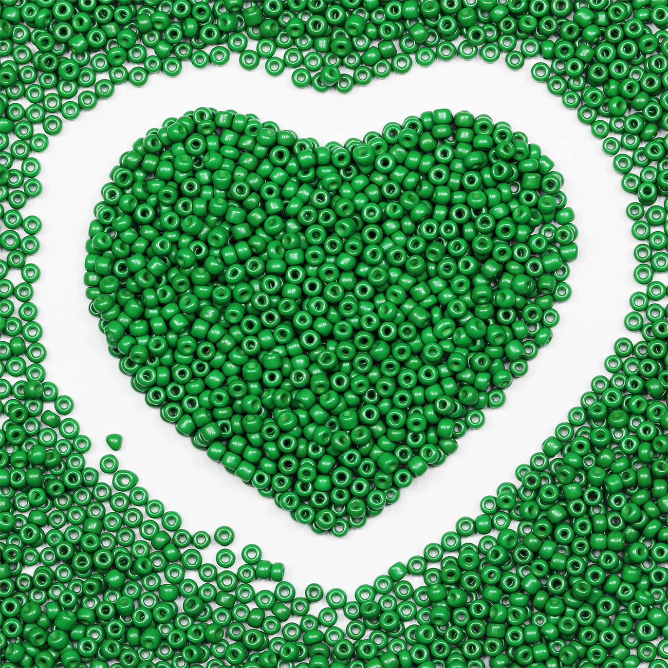 3mm Green Seed Beads for Jewelry Making 110 Grams About 4000pcs,8/0 Glass Craft Beads for Making Earrings, Bracelets, Pendants, Waist Jewelry, DIY Handmade (Green, 3mm)