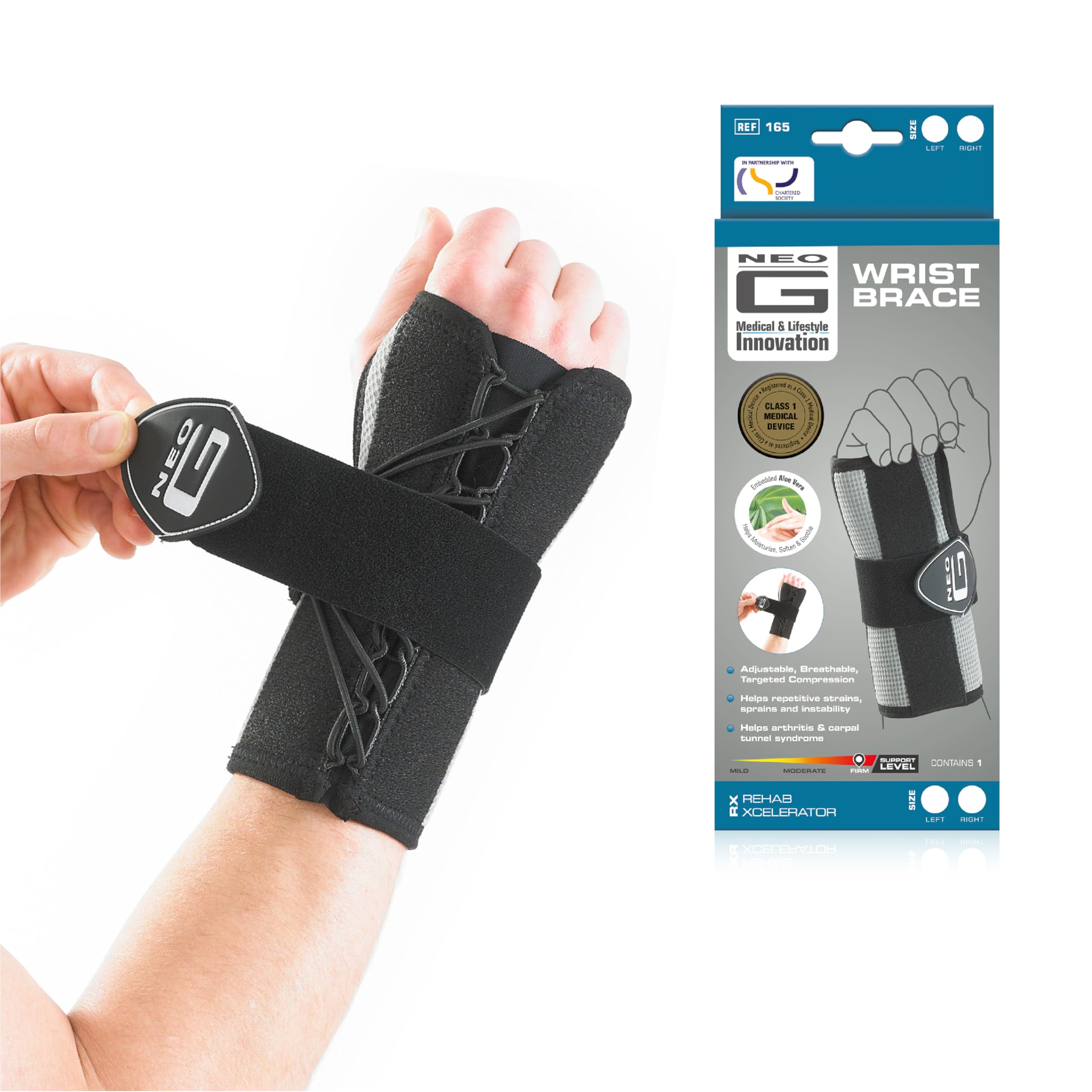 Neo-G RX Wrist Brace - Support For Carpal Tunnel Syndrome, Strains, Sprains, Tendonitis, Tenosynovitis, Arthritis, Injured or Weak Wrists - Class 1 Medical Device - Large - Left - Grey