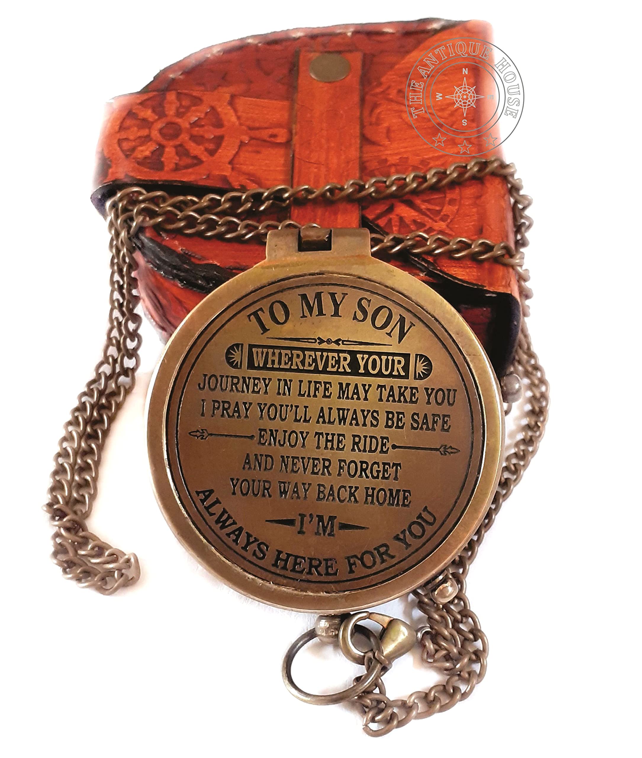 Antique to My Son Compass with Case/Dad to Son Gift/Mom to Son Gift/Graduation Gift to Son/Birthday Gift