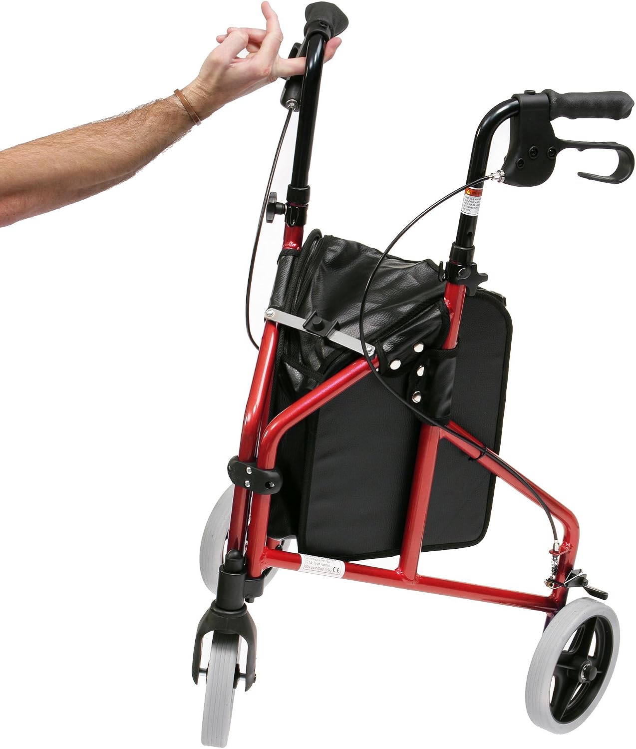 Drive Devilbiss TW008R-23 Ultralight Aluminium Red Tri-Walker with Vinyl Bag - Image 4