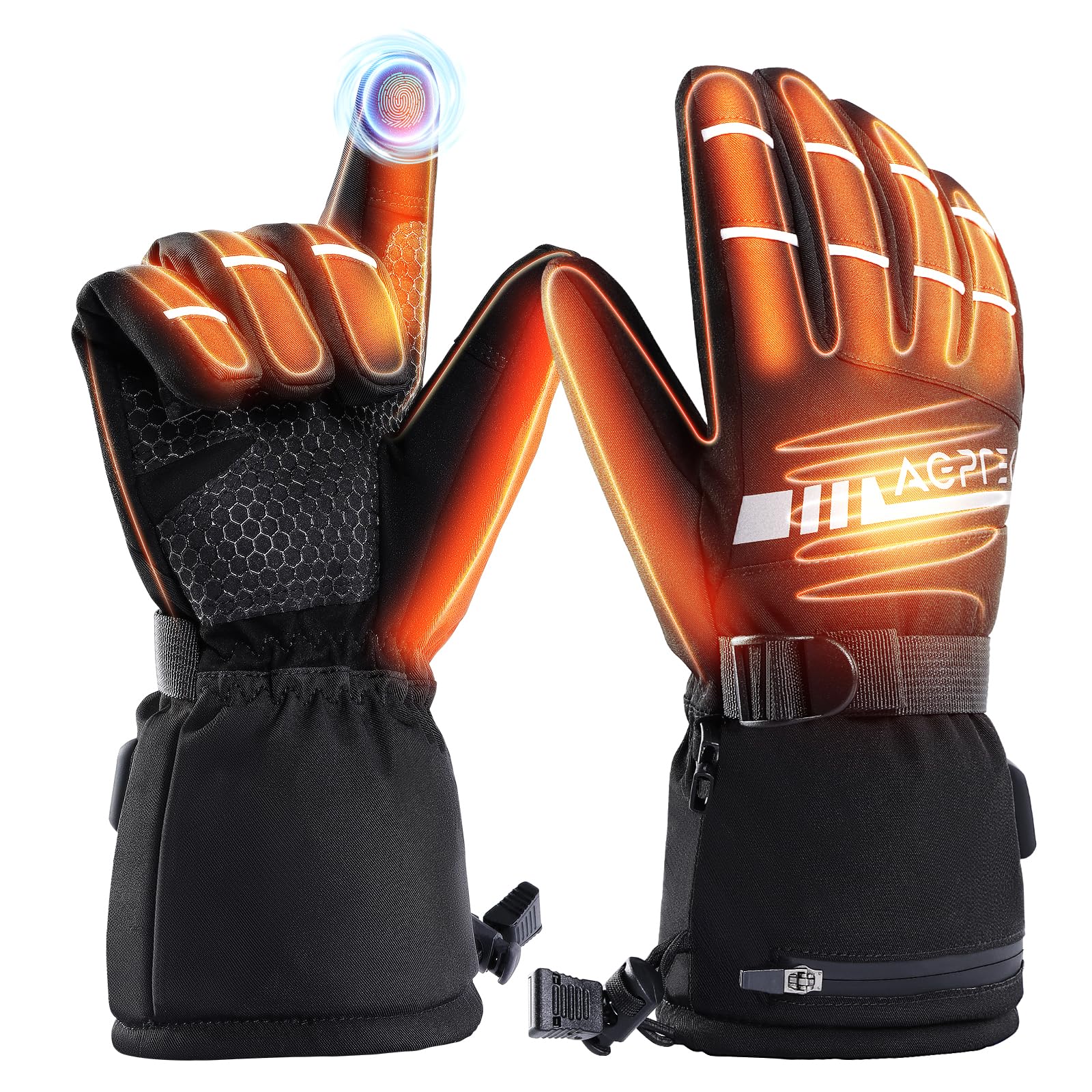 Photo 1 of AGPTEK Heated Gloves for Men Women, 7.4V Fast Heat Rechargeable Winter Glove with Battery Indicator &Touchscreen, Waterproof Hand Warming for Skiing, Hiking, Camping, Fishing, Motorcycle, L