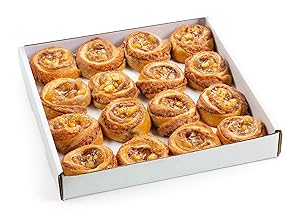 Fruit Danishes | Mini Cinnamon Buns Topped with Apple, Cherry or Blueberry | Delectable Bakery Dessert | Great for Parties & Holidays | 16 Pastries per Tray | 20 oz &ndash; Stern&rsquo;s Bakery (Apple)