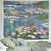 Avinyl Monet Waterlily Wall Tapestry, Green Floral Plant Art Poster for Bedroom Girls Boys, Small Nature Flower Pond Wall Han