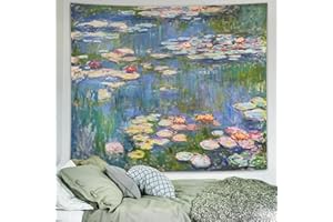 Avinyl Monet Waterlily Wall Tapestry, Green Floral Plant Art Poster for Bedroom Girls Boys, Small Nature Flower Pond Wall Hanging, Watercolor Tapestries for Living Room Dorm Decor 39in X 51in