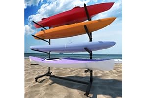 VIYET Heavy-Duty Kayak Storage Rack for Garage & Outdoor, Adjustable Kayak Racks for Kayak, Canoe, Surfboard & Paddleboard,Durable Outdoor Kayak Storage Rack（Black）