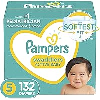 Baby Diapers Size 5, 132 Count - Pampers Swaddlers, ONE MONTH SUPPLY (Packaging and Prints on Diapers May Vary)