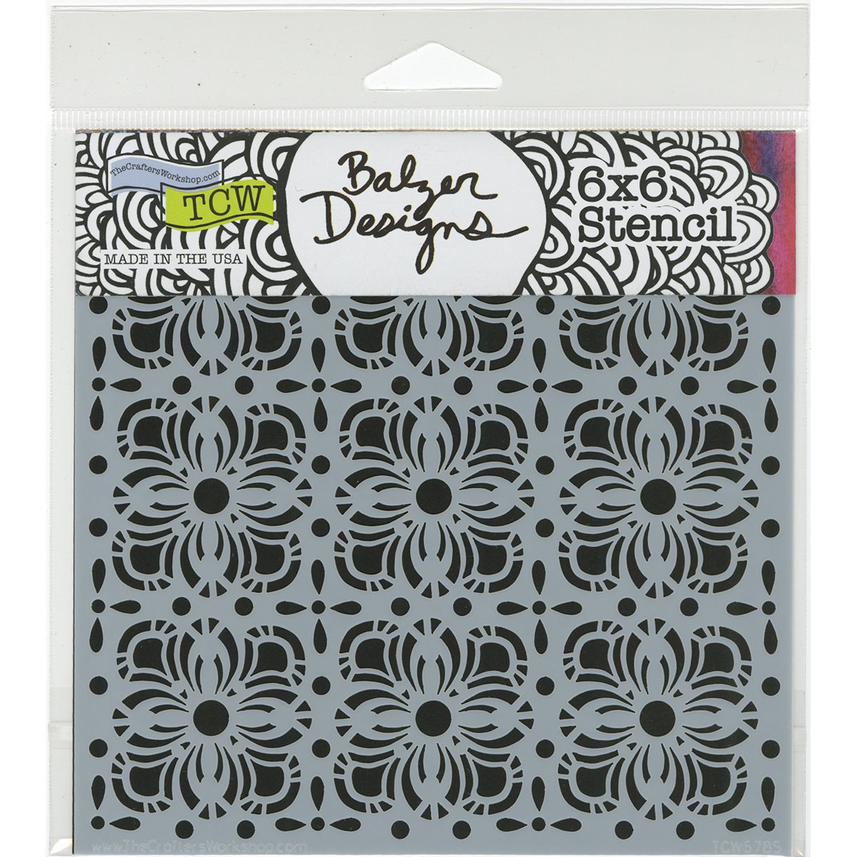 The Crafters Workshop "Flower Tiles" Stencil, Transparent, 6 x 6-Inch (18 x 16 x 0.1 cm)