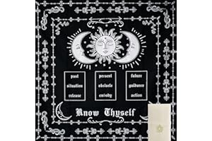 Knana Tarot Cloth Altar Cloth Tarot Mat Witchcraft Tarot Cloth Silk for Reading Tarot Accessories Tarot Cloth for Spread - with Tarot Card Bag (Tarot Card Layout), Medium