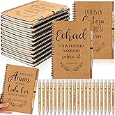 Resurhang 60 Pcs/30 Sets Spanish Christian Gifts Bulk Prayer Journal with Bible Pen Spiral Notebooks 8.27 ” x 5.51 ” Religious Gifts for Church Member Study Groups Church Families (Kraft Color)