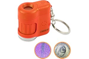 Carson MicroMini 20x LED Lighted Pocket Microscope with Built-in UV and LED Flashlight - Orange