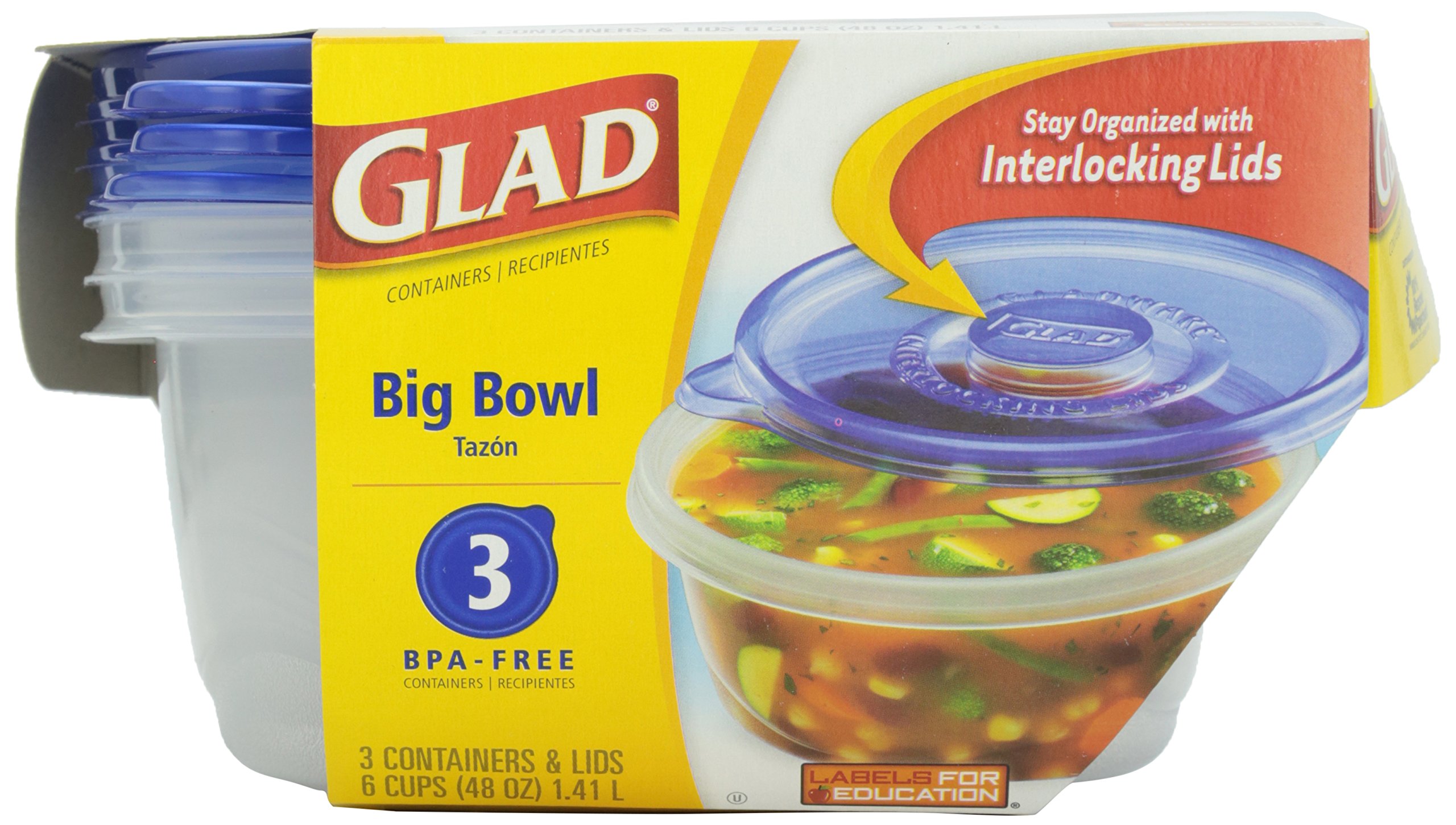 Glad Food Storage Containers, To Go Lunch, 32 Ounce, 4