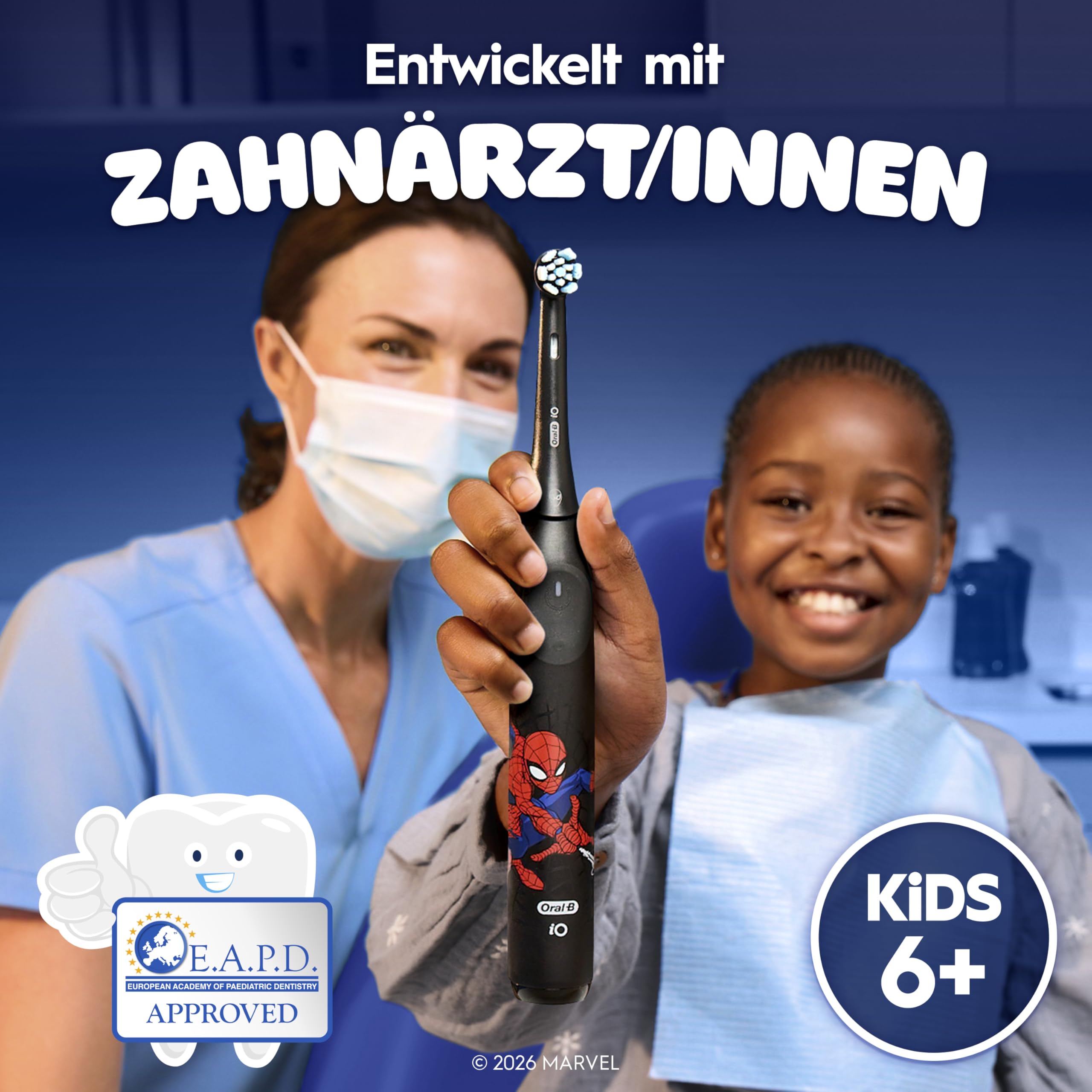 Oral-B iO Aufsteckbürsten Kids 6+ Marvel Spiderman, Schwarz, 8 Stück - Original Zahnbürstenaufsatz für Elektrische Zahnbürste für Kinder ab 6 Jahren, Zahnbürstenköpfe, Sanft Zu Zähnen Und Zahnfleisch 4