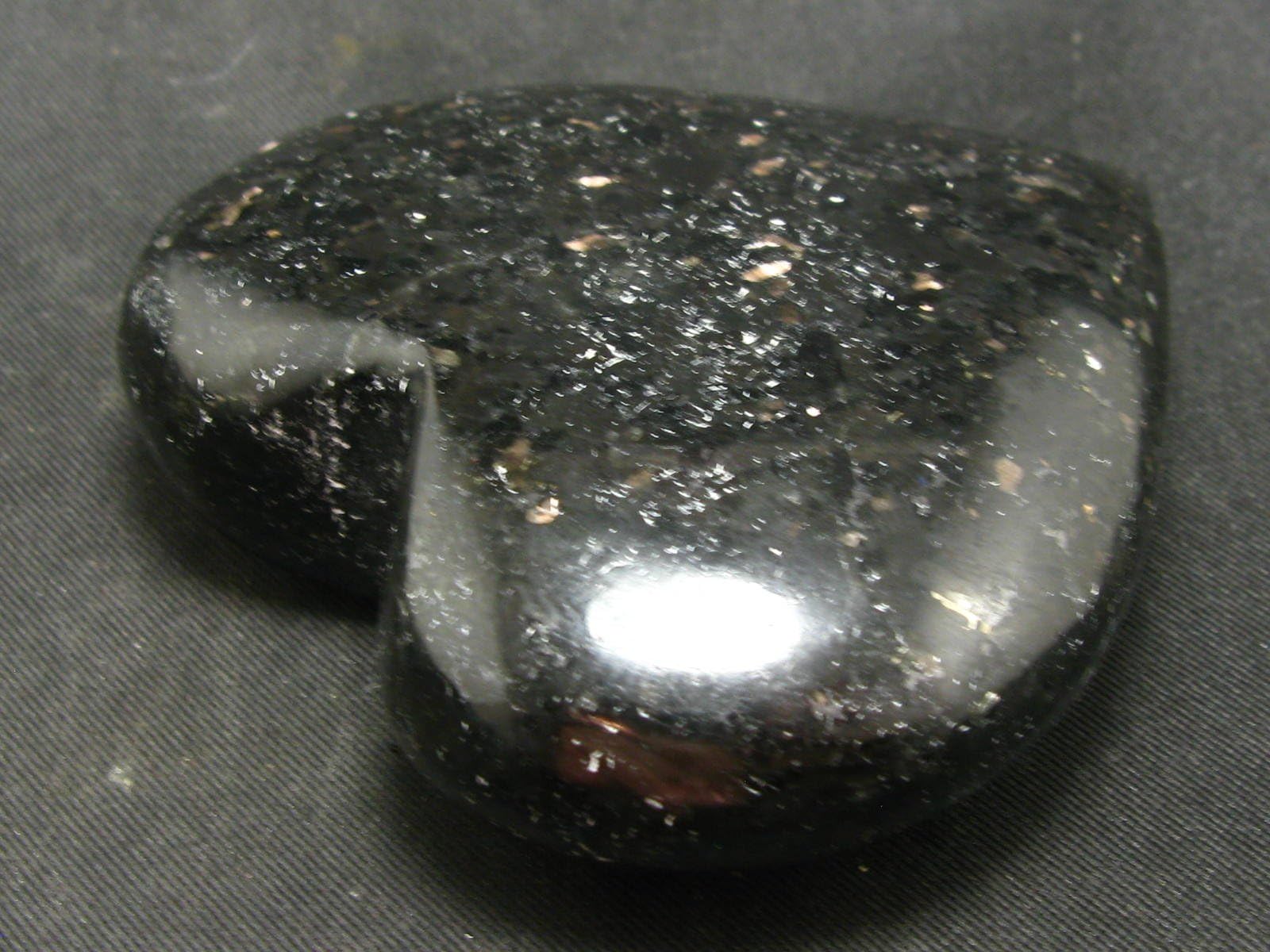 Nuumite Nuummite Polished Heart From Greenland - 139 Grams - 2.6"