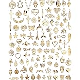 YETOOME 100 Pcs Wholesale Bulk Lots Jewelry Making Charms, Mixed Golden KC Gold Alloy Charms Pendants for Necklace Bracelet Jewelry Making and Crafting supplies