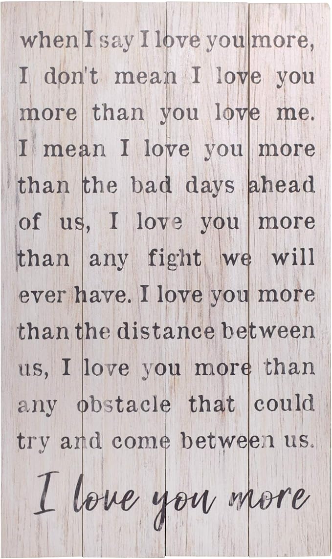 Amazon Com P Graham Dunn I Love You More Vintage Cream 24 X 14 Pine Wood Decorative Pallet Plaque Home Kitchen