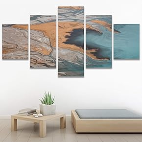 SIGNWIN 5 Panel Canvas Wall Art Abstract Closeup...