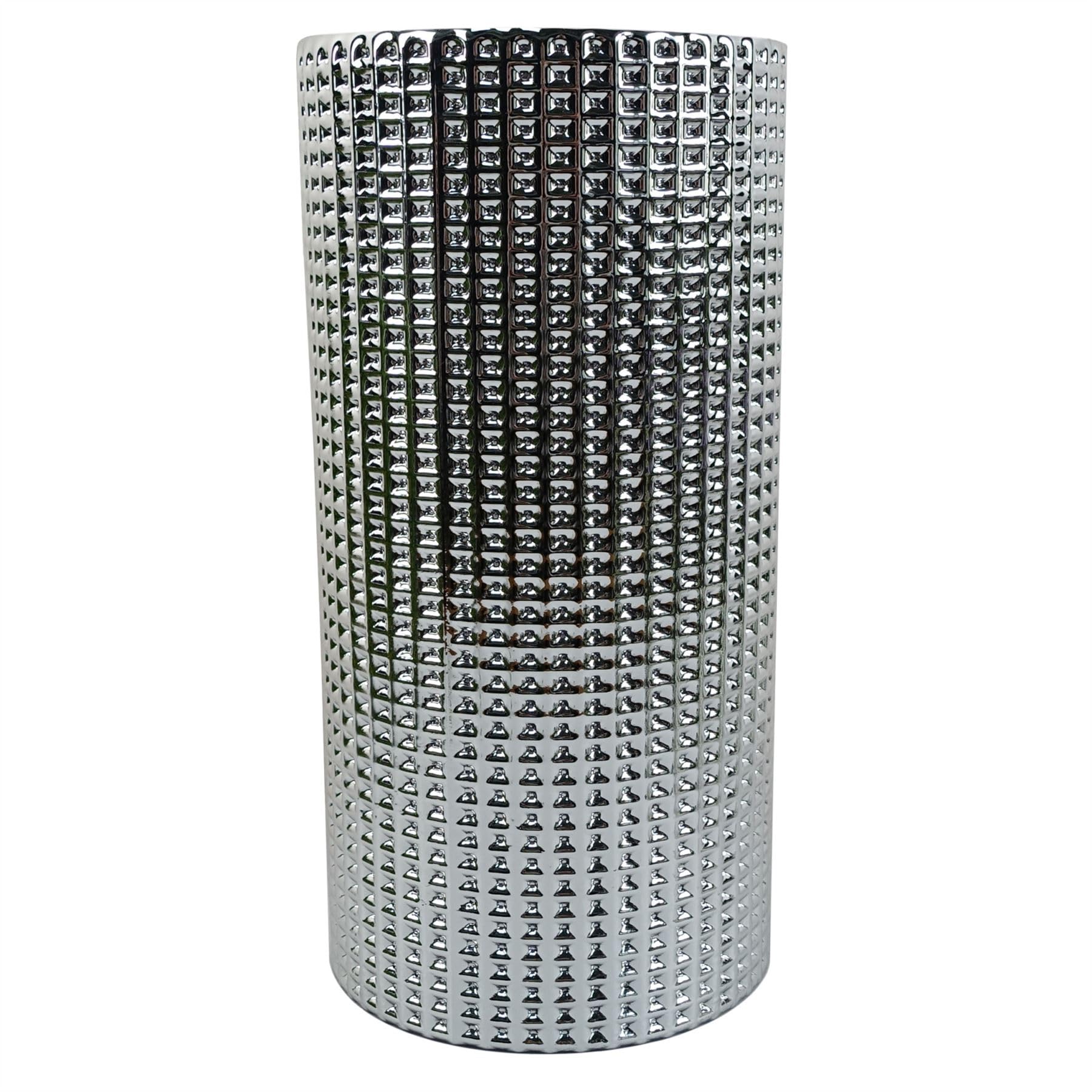Designer Glass Vases, 30cm Silver Dot