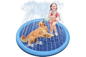 Raxurt Dog Pool, 51 Inch Splash Sprinkler Pad for Dogs Thickened Durable Upgrade Bath Pool Pet Summer Outdoor Water Toys, Blue