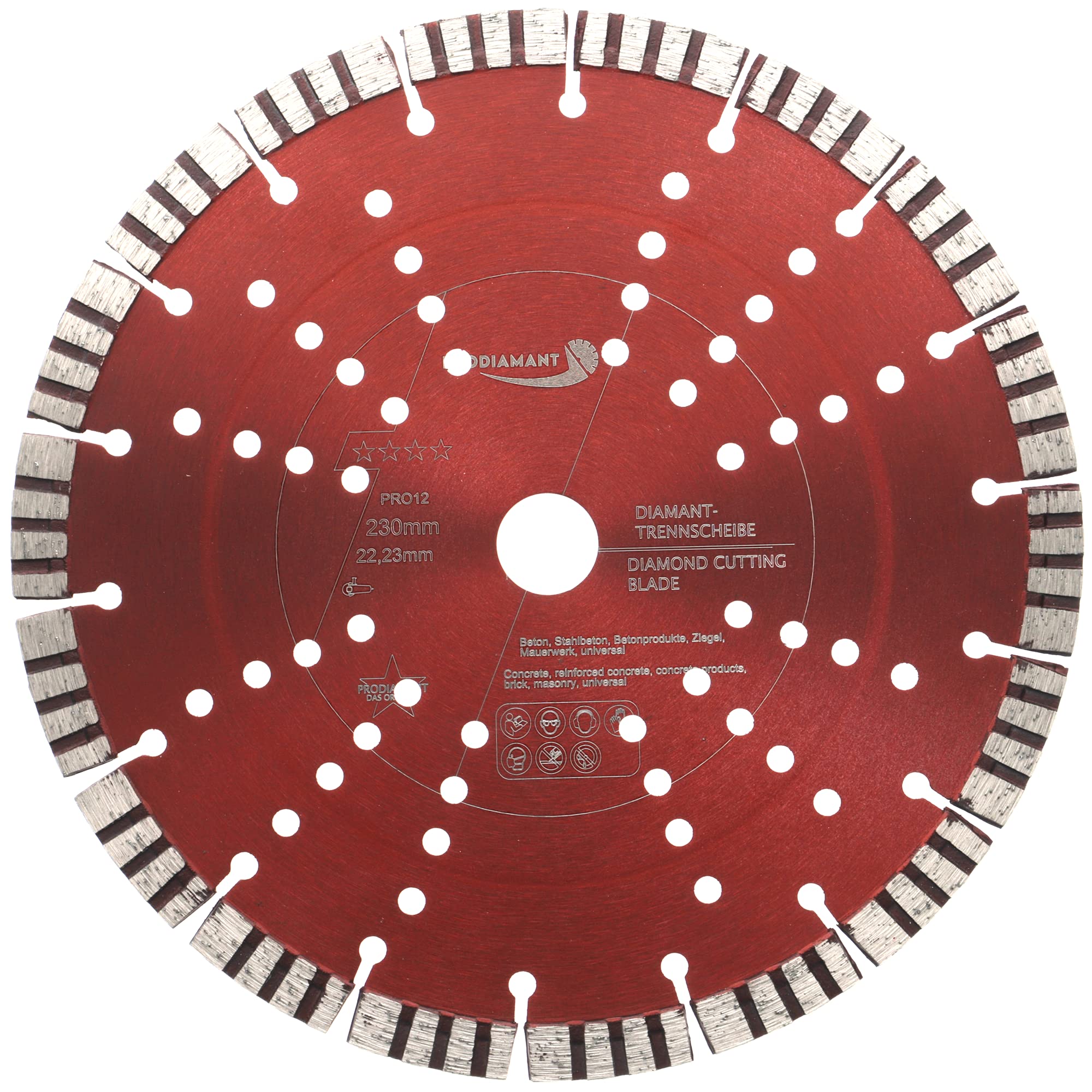 PRODIAMANT Premium Diamond Cutting Disc Concrete 230 mm 9 inch x 22,23 mm Diamond Cutting Disc 230mm Segment Height 15mm