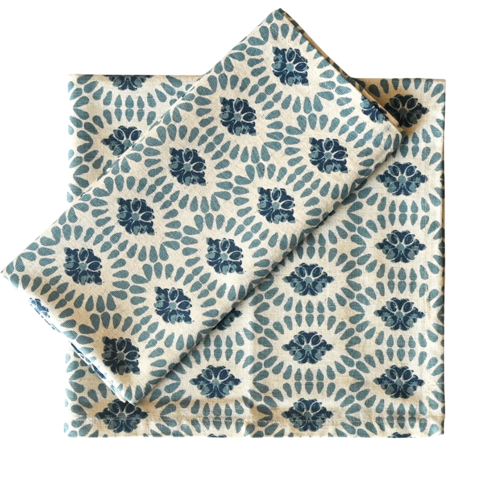 Fingercraft Cloth Napkin Cotton Linen Blend Printed Table Napkins Soft and Absorbent Fabric, 12 Piece Washable and Reusable Dinner Napkins 20in x 20In Coastal Life Moroccan Beauty