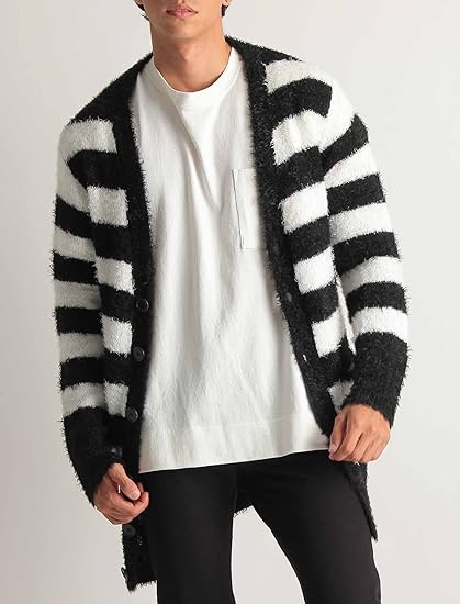 Amazon フェザーヤーン ロング丈 ニット カーディガン モヘア 長袖