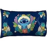 Jay Franco Lilo & Stitch Hawaii Garden (Pack of 1) Pillowcase - Double-Sided Kids Super Soft Bedding (Official Product)